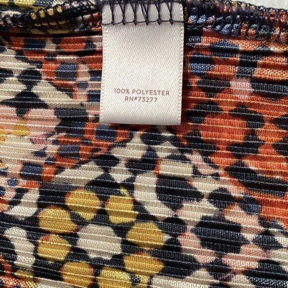 Lauren Conrad Peasant Top Mixed Print Shimmer Micropleated M 64J - Picture 11 of 12